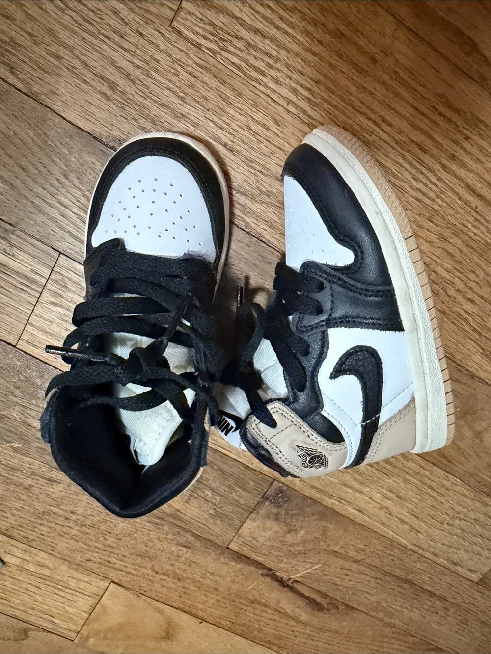 Nike Kids' High-Top Sneakers in White, Red & Black